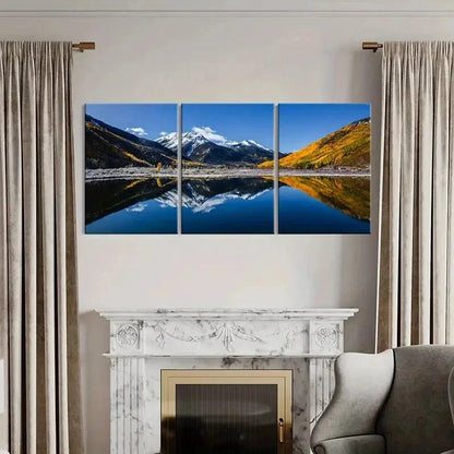 3pcs Lake Snow Mountains Forest Modern Wall Art Set Canvas Framed 40x60cm - High Quality Print 100% Australian Made Wall Canvas Ready to Hang