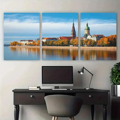 3pcs Minimalist Baltic Cityscape Decor Perfect Wall Art Set Canvas Framed 50x70cm - High Quality Print 100% Australian Made Wall Canvas Ready to Hang