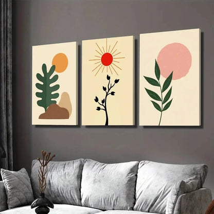 3pcs Modern Abstract Boho Style Landscape Wall Art Set Canvas Framed 40x60cm - High Quality Print 100% Australian Made Wall Canvas Ready to Hang