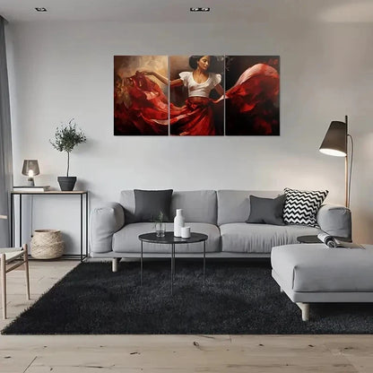 3pcs Flamenco Dancer Modern Abstract Metal Print Ready to Hang Art