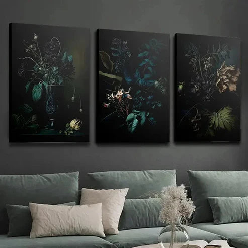 3pcs Dark Jungle Monstera Gothic Wall Art Set Canvas Unframed - High Quality Print 100% Australian Made Wall Canvas