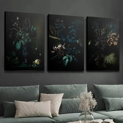 3pcs Dark Jungle Monstera Gothic Wall Art Set Canvas Unframed - High Quality Print 100% Australian Made Wall Canvas