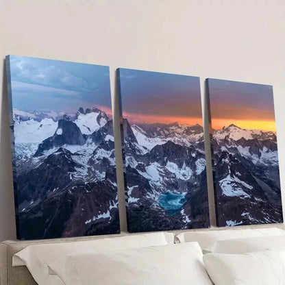 3pcs Natural Landscape with Snow Mountains Wall Art Set Canvas Framed 40x60cm - High Quality Print 100% Australian Made Wall Canvas Ready to Hang