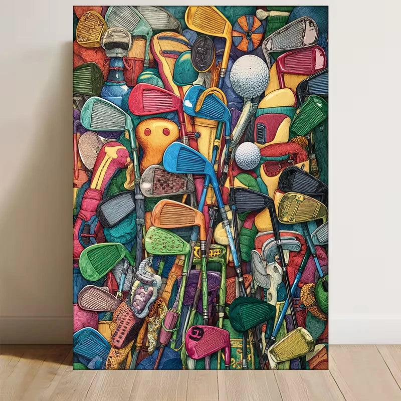 Vibrant Golf Accessories Design 60x90cm Metal Print Ready to Hang