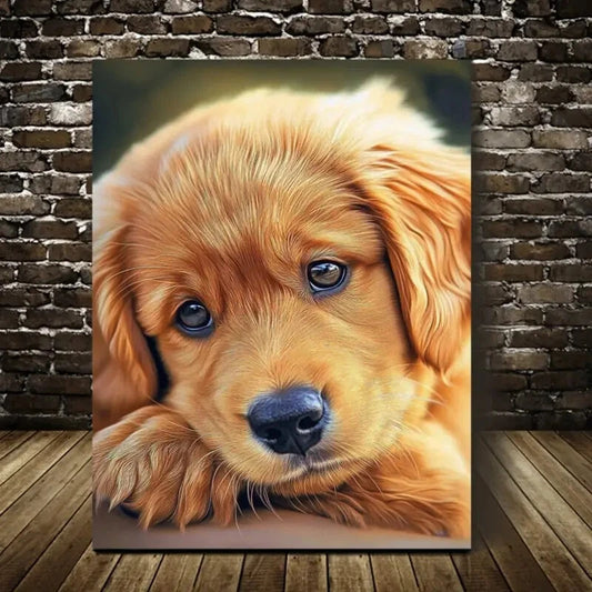 Beautiful Adorable Puppy Contemporary Painting 40x60cm Metal Print Ready to Hang