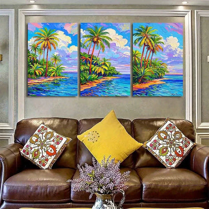 3pcs Tropical Hawaiian Palm Tree Metal Print Ready to Hang Art