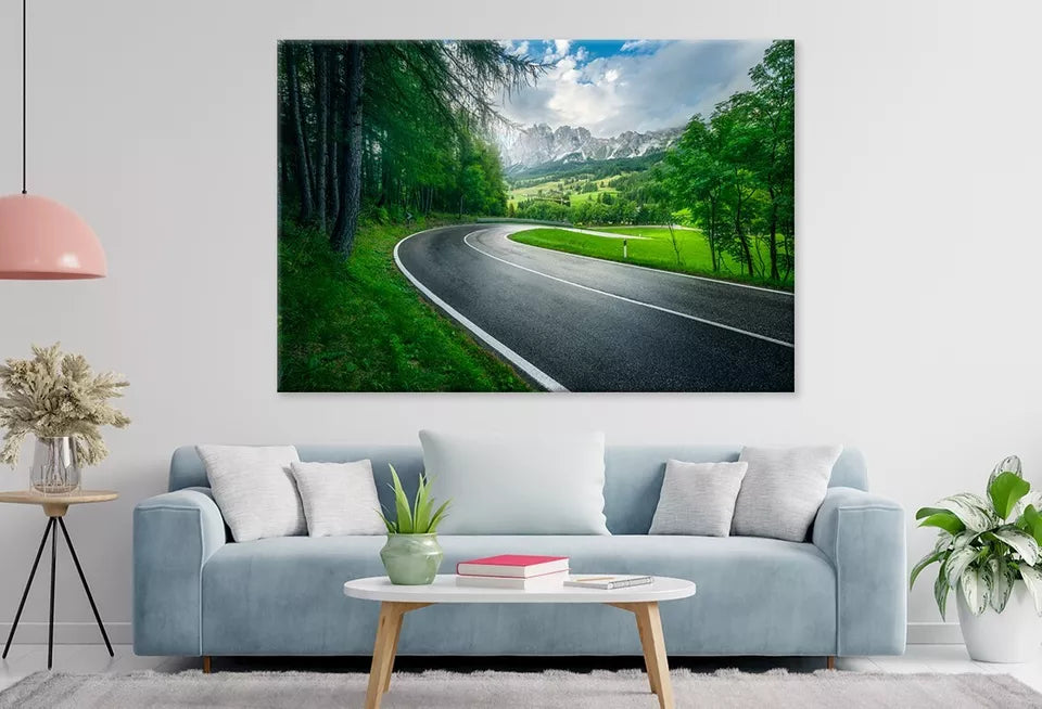 Road In Green Forest On Rainy  Wall Art Decor 100% Australian Made