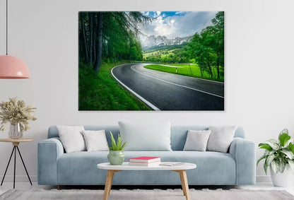 Road In Green Forest On Rainy  Wall Art Decor 100% Australian Made