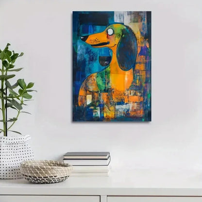 Beautiful Abstract Dachshund Dog Painting 40x60cm Metal Print Ready to Hang