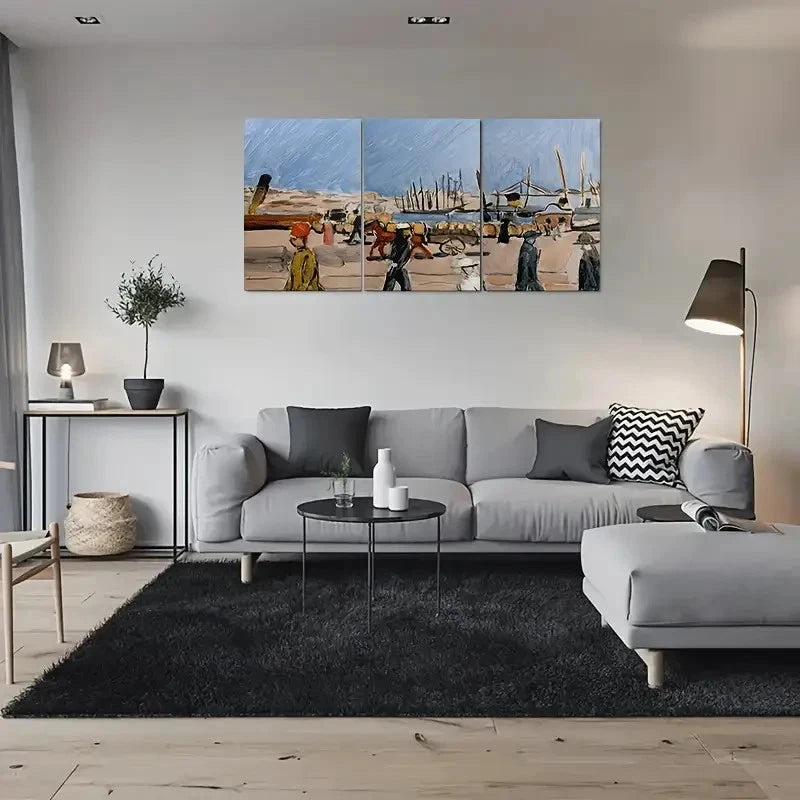 3pcs Vibrant Nautical Coastal Harbor Life Metal Print Ready to Hang Art