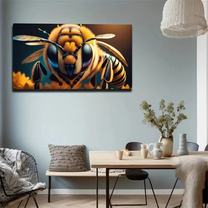 Bee Face Suitable Wall Art Canvas Office Home Room Framed 120x60cm