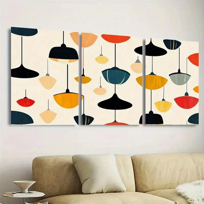 3pcs Abstract Hanging Lamp Wall Art Set Canvas Framed 60x90cm - High Quality Print 100% Australian Made Wall Canvas Ready to Hang