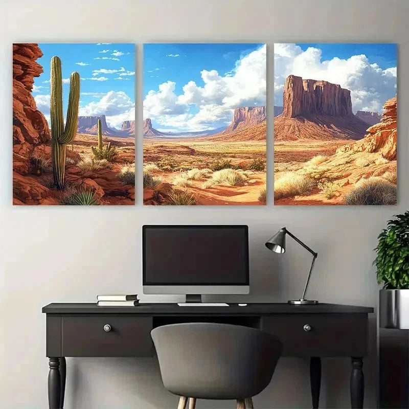 3pcs Arizona Southwestern Nature Décor Perfect Wall Art Set Canvas Framed 60x90cm - High Quality Print 100% Australian Made Wall Canvas Ready to Hang