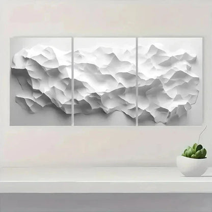 3pcs Abstract Geometric White Polygons on Wall Art Set Canvas Unframed – High Quality Print 100% Australian Made Wall Canvas