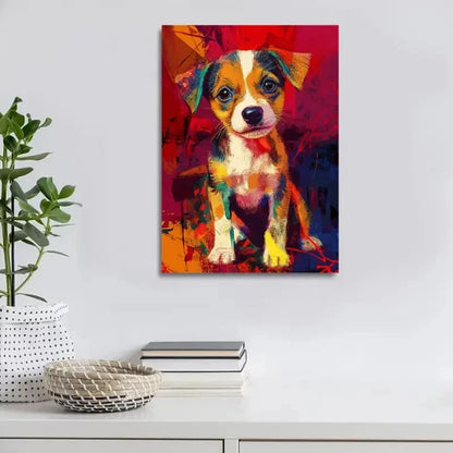 Beautiful Modern Abstract Cute Puppy Painting  40x60cm Metal Print Ready to Hang