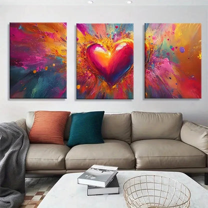 3pcs Colorful Splatter Paint Design Metal Print Ready to Hang Art
