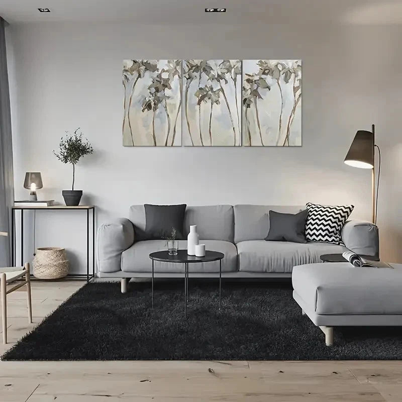 3pcs Abstract Tree Painting Botanical Metal Print Ready to Hang Art