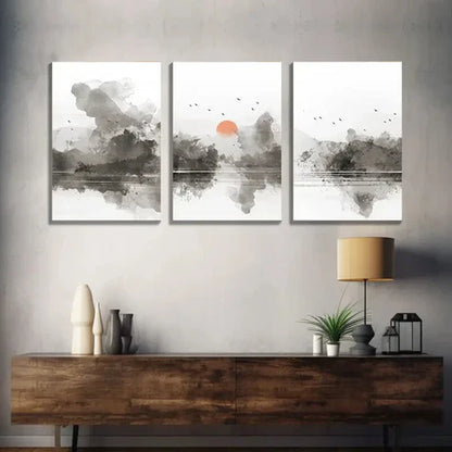 3pcs 3 Pastel Abstract Landscape Modern Wall Art Set Canvas Unframed - High Quality Print 100% Australian Made Wall Canvas