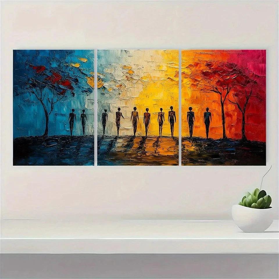 3pcs Abstract Painting African Metal Print Ready to Hang Art