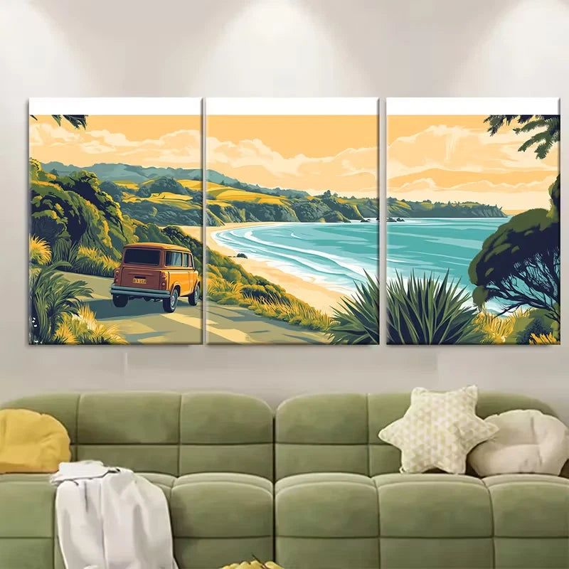 3pcs New Zealand Inspired Waiheke Island Travel Metal Print Ready to Hang Art