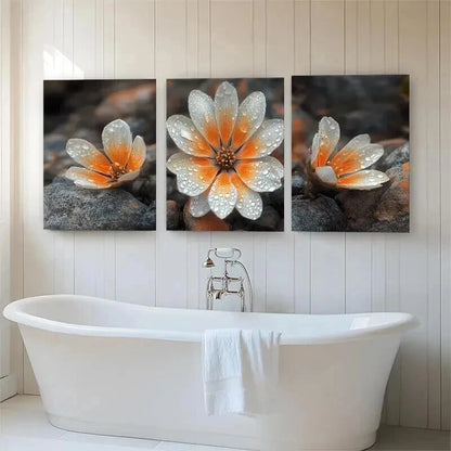 3pcs Elegant Dew-Kissed Orange Bloom Perfect Wall Art Set Canvas Framed 40x60cm - High Quality Print 100% Australian Made Wall Canvas Ready to Hang