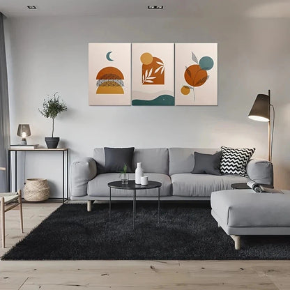 3pcs Abstract Geometric Earthy Tones Metal Print Ready to Hang Art