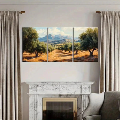 3pcs Nature Landscape Art Olive Grove Trees Wall Art Set Canvas Framed 40x60cm - High Quality Print 100% Australian Made Wall Canvas Ready to Hang