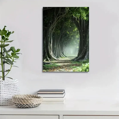 Vibrant Banyan Forest Painting  40x60cm Metal Print Ready to Hang