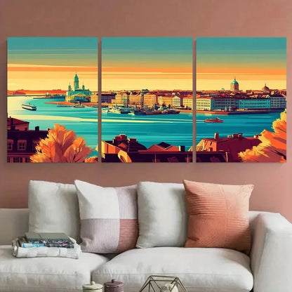 3pcs Vibrant Nordic & Scandinavian Perfect Wall Art Set Canvas Framed 40x60cm - High Quality Print 100% Australian Made Wall Canvas Ready to Hang