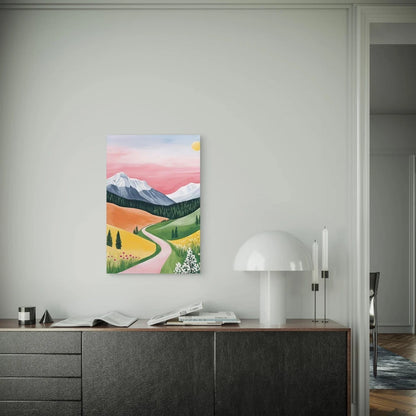 Twilight Mountain Road Landscape Metal Print Ready to Hang