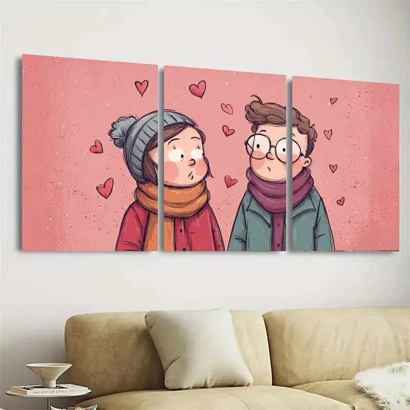 3pcs Anniversary Funny Love Couple Art Wall Art Set Canvas Framed 40x60cm - High Quality Print 100% Australian Made Wall Canvas Ready to Hang