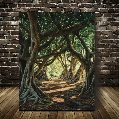Flourishing Banyan Forest Painting 40x60cm Metal Print Ready to Hang