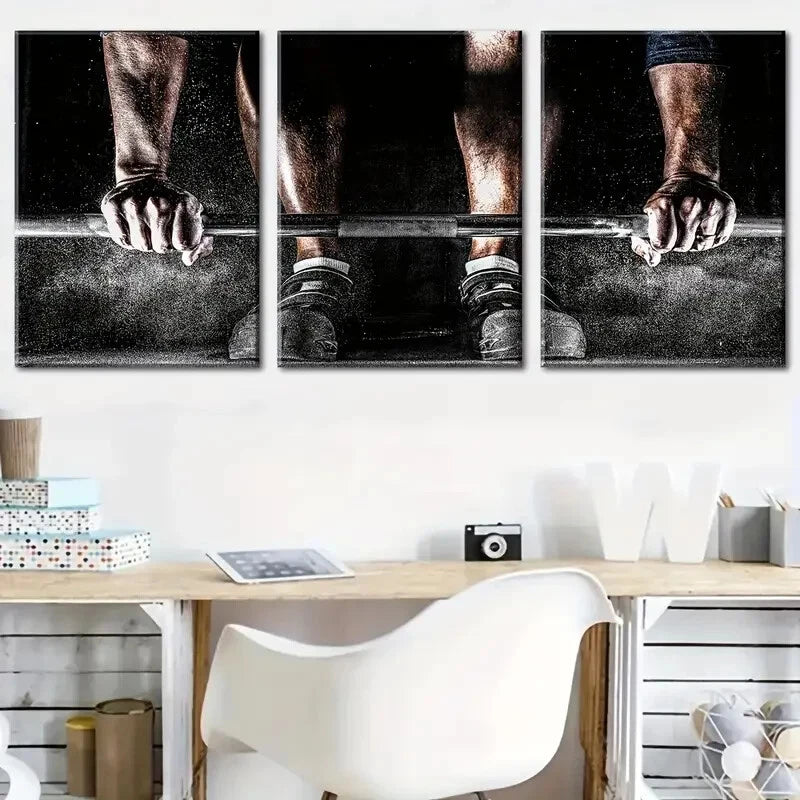 3pcs Gym Motivation Weightlifting & Dumb Perfect Wall Art Set Canvas Framed 40x60cm - High Quality Print 100% Australian Made Wall Canvas Ready to Hang