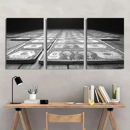 3pcs Black and White Money Rules Metal Print Ready to Hang Art