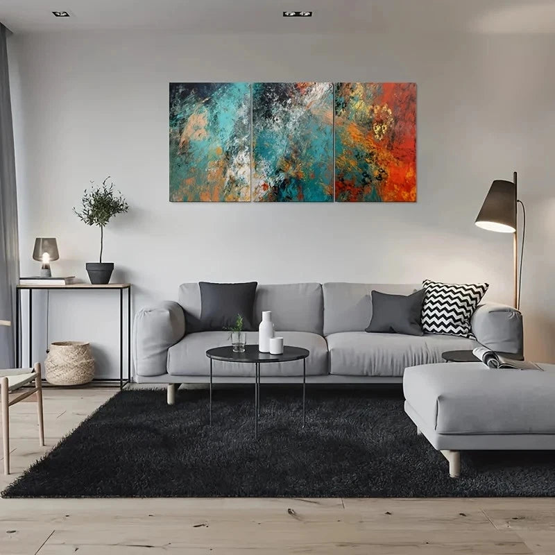 3pcs Abstract Colorful Vibrant Metal Print Ready to Hang Art