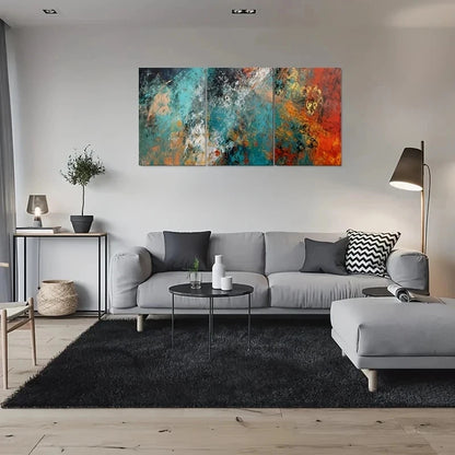 3pcs Abstract Colorful Vibrant Metal Print Ready to Hang Art