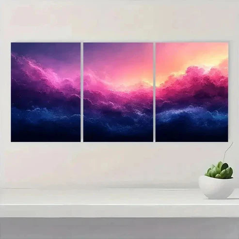 3pcs Vibrant Turquoise & Purple y Wall Art Set Canvas Unframed – High Quality Print, 100% Australian Made Wall Canvas