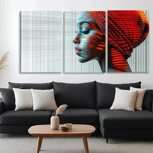 3pcs Striking Red & Blue Accents Perfect Wall Art Canvas Unframed - High Quality Print 100% Australian Made Wall Canvas