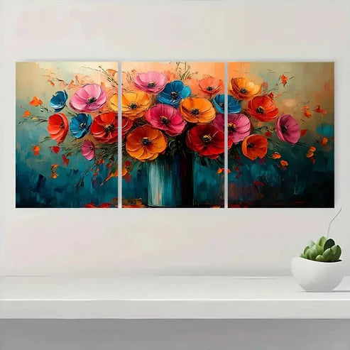 3pcs Abstract Floral Colorful Wall Art Canvas Unframed - High Quality Print 100% Australian Made Wall Canvas