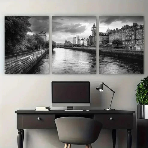 3pcs Black And White Painterly Perfect Wall Art Set Canvas Unframed - High Quality Print 100% Australian Made Wall Canvas