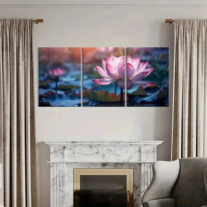 3pcs Fantasy Flower Beautiful Lotus Water Lily Wall Art Set Canvas Framed 40x60cm - High Quality Print 100% Australian Made Wall Canvas Ready to Hang
