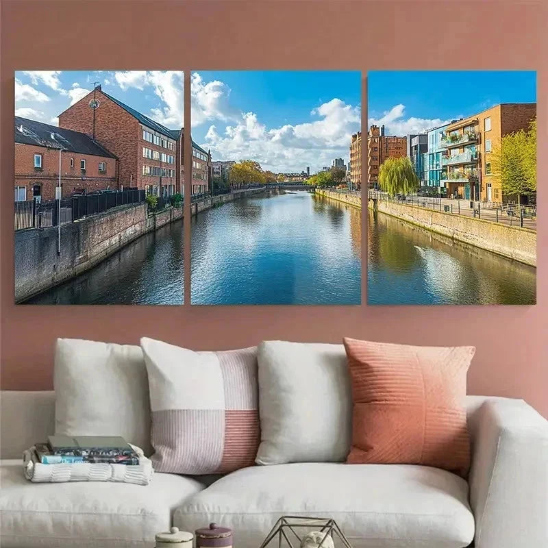 3pcs Leicester City Landmark British Perfect Wall Art Canvas Framed 60x90cm