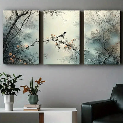 3pcs Modern Abstract Nature Bird & Branch Wall Art Set Canvas Framed 40x60cm - High Quality Print 100% Australian Made Wall Canvas Ready to Hang