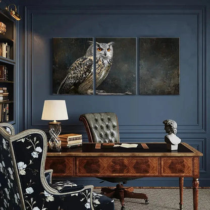 3pcs Owl Artwork Wildlife Illustration Nature Metal Print Ready to Hang Art
