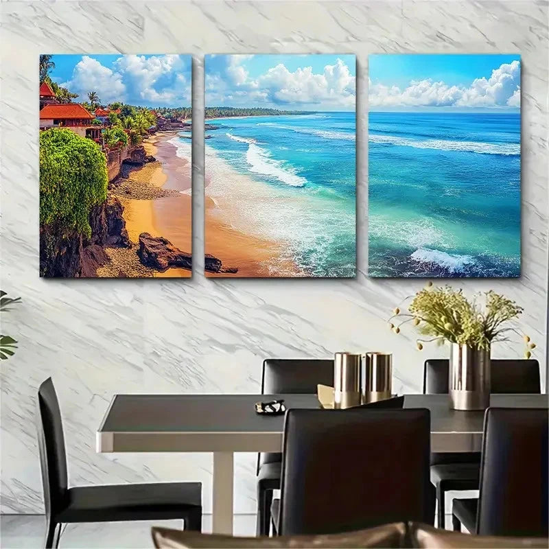 3pcs Kutak Beach Nature Décor Perfect Wall Art Set Canvas Framed 40x60cm - High Quality Print 100% Australian Made Wall Canvas Ready to Hang