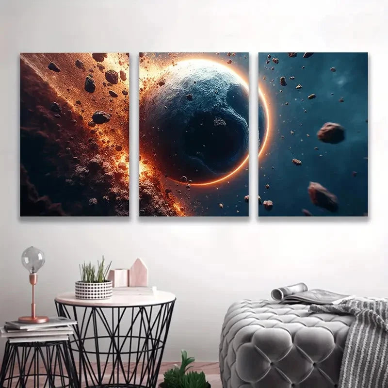 3pcs Vibrant Earth & Mars Imagery, I Wall Art Set Canvas Framed 40x60cm - High Quality Print 100% Australian Made Wall Canvas Ready to Hang