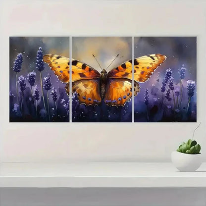3pcs Lavender Watercolor Wildflower L Wall Art Set Canvas Unframed - High Quality Print 100% Australian Made Wall Canvas