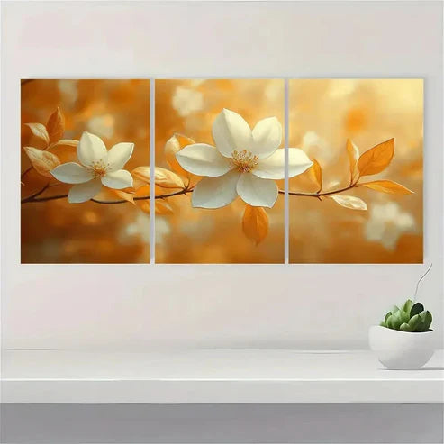 3pcs Jasmine Flower Canvas Print Flower F Wall Art Set Canvas Unframed - High Quality Print 100% Australian Made Wall Canvas - Bella Home Decor
