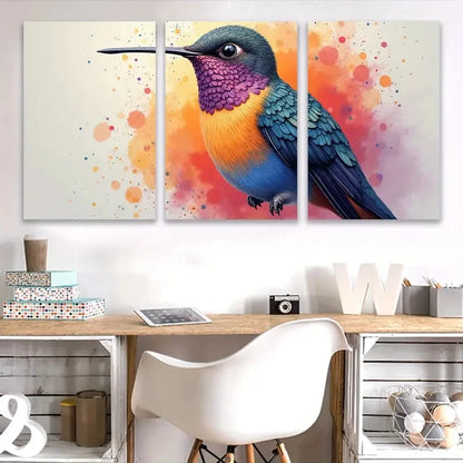 3pcs Vibrant Bird Watercolor Artwork Wall Art Set Canvas Framed 40x60cm - High Quality Print 100% Australian Made Wall Canvas Ready to Hang