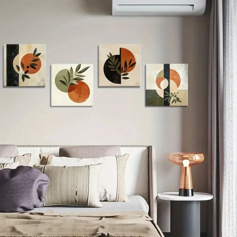 4pcs Botanical Square Wall Art Canvas Framed